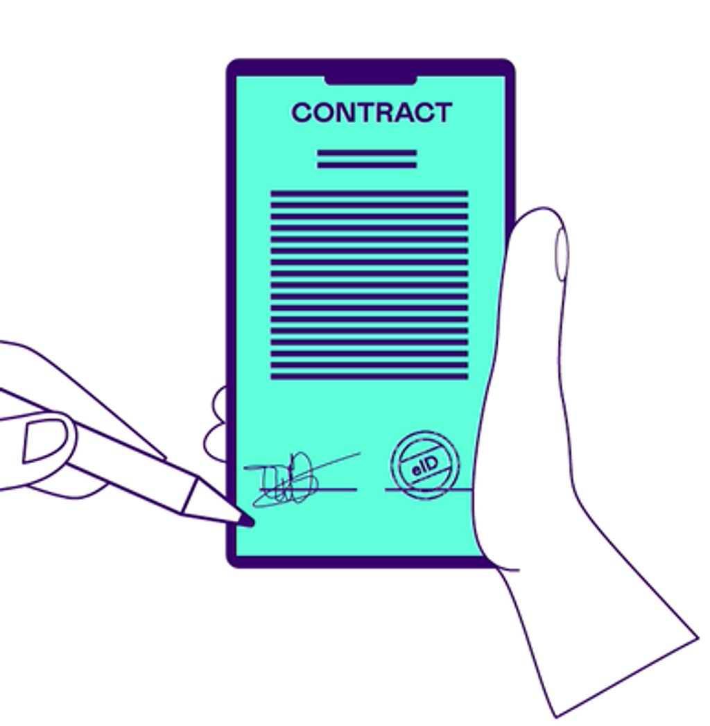 Graphic image of a HR contract being electronically signed