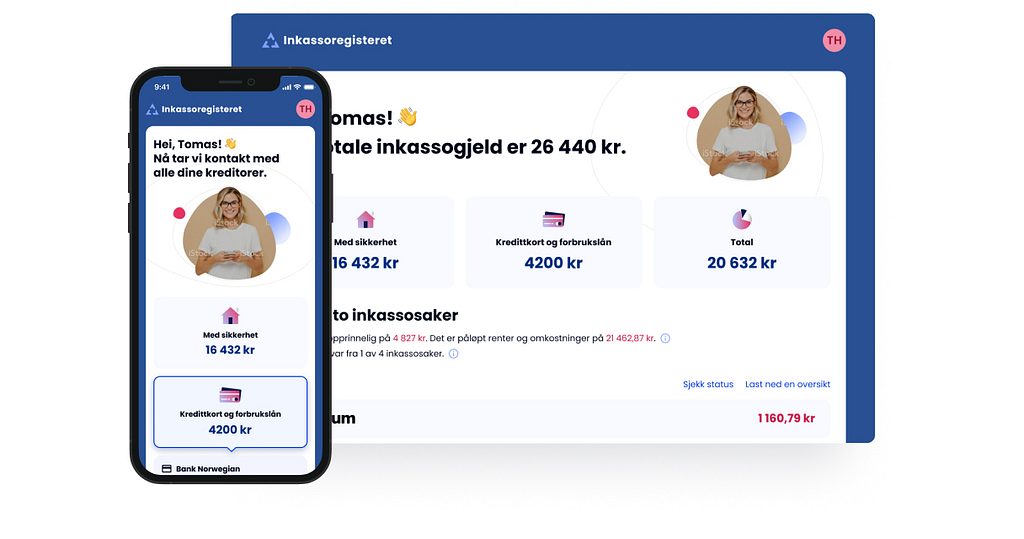 Inkassoregisteret customer portal screenshot